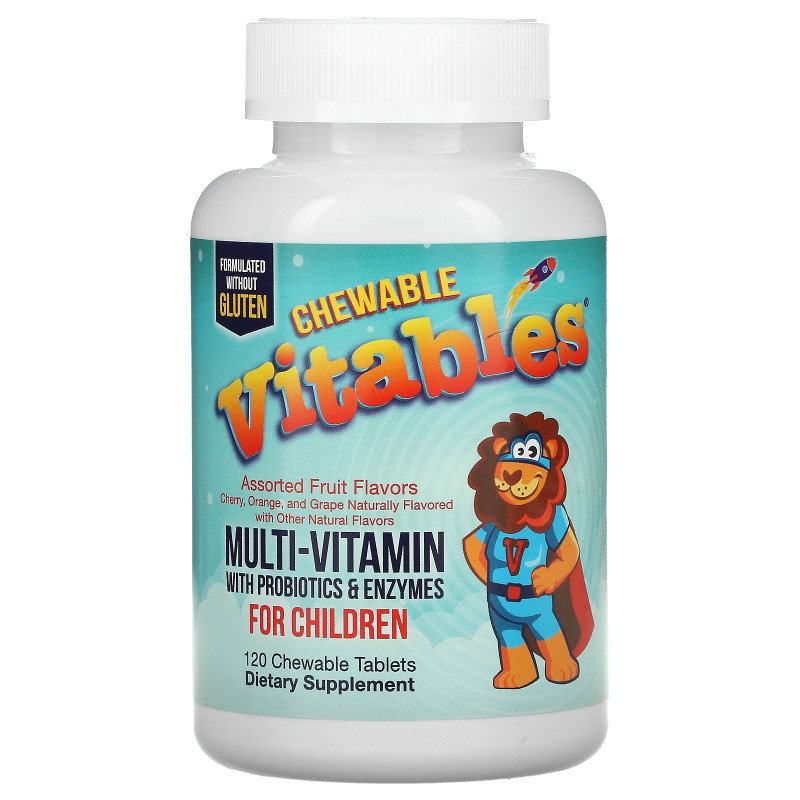 Vitables, Chewable Multi-Vitamins for Children, Assorted Fruit Flavors, 120 Vegetarian Tablets