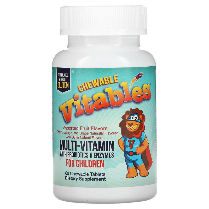 Vitables, Chewable Multi-Vitamins for Children, Assorted Fruit Flavors, 60 Vegetarian Tablets