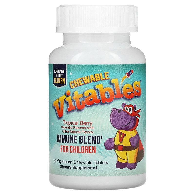 Vitables, Детская жевательная добавка для укрепления иммунитета, ягодный микс, 90 вегетарианских таблеток