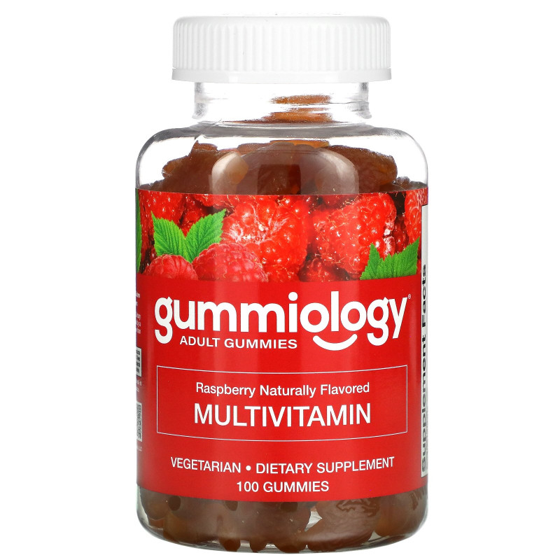 Gummiology, Adult Mega Multivitamins Gummies, Natural Raspberry Flavor, 100 Vegetarian Gummies