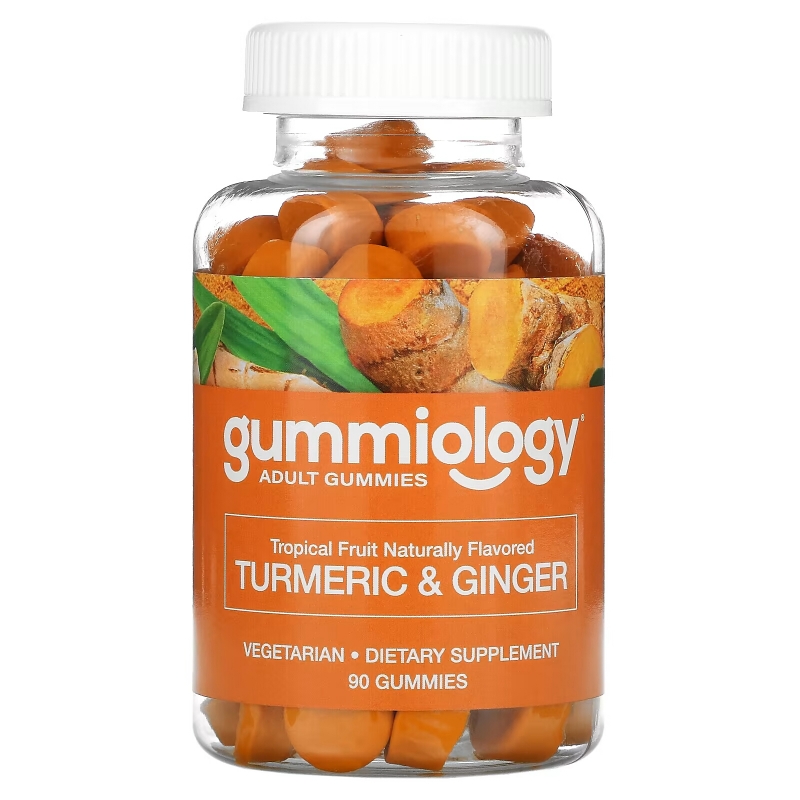 Gummiology, Adult Turmeric & Ginger Gummies, Tropical Fruit Flavors, 100 Vegetarian Gummies