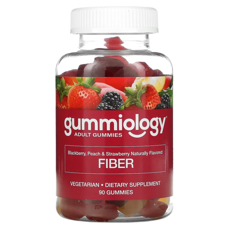 Gummiology, Adult Fiber Gummies, Natural Peach, Strawberry, & Blackberry Flavors, 100 Vegetarian Gummies