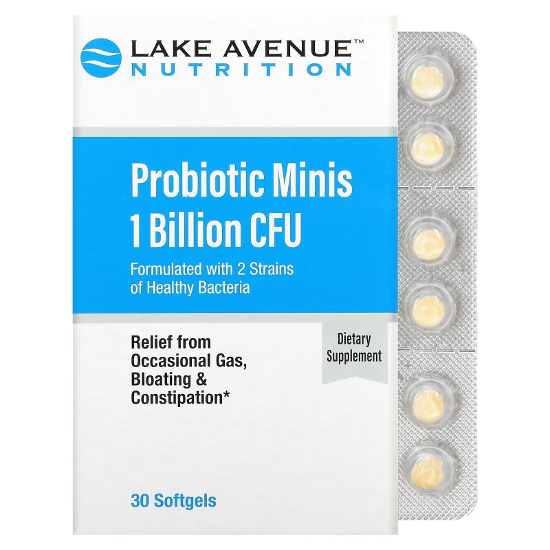 Lake Avenue Nutrition,  Probiotic Minis, 2 Strains of Healthy Bacteria, 1 Billion CFU, 30 Mini Softgels