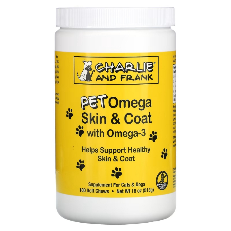 Charlie and Frank, Pet Omega Skin & Coat with Omega-3, For Cats & Dogs, 180 Soft Chews
