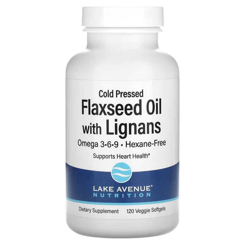 Lake Avenue Nutrition, Органическое льняное масло холодного отжима и лигнан, без гексана, 120 растительных капсул