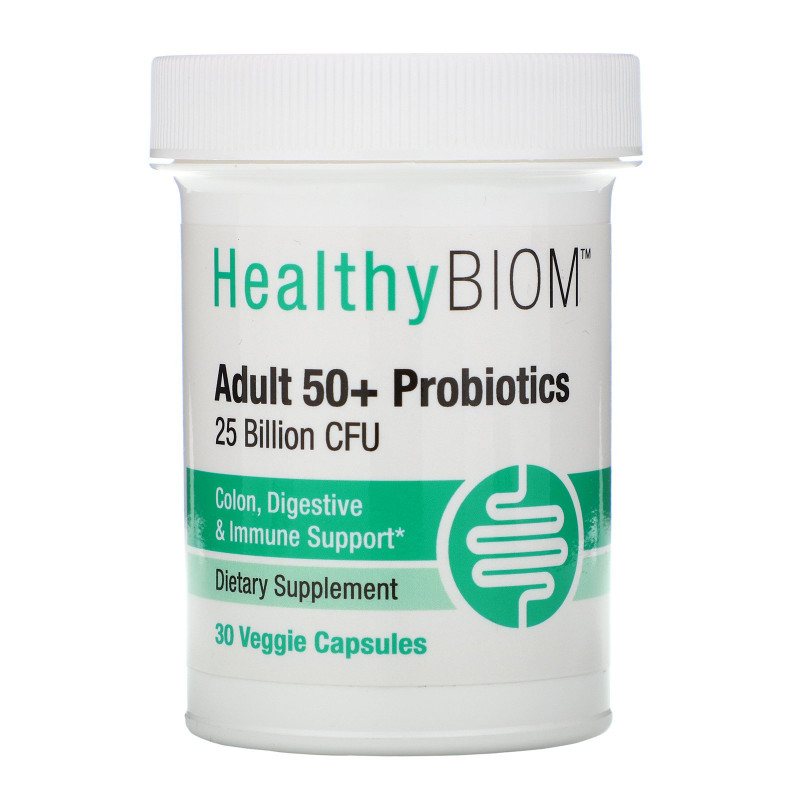 HealthyBiom, Adult 50+ Probiotics, 25 Billion CFUs, 30 Veggie Capsules