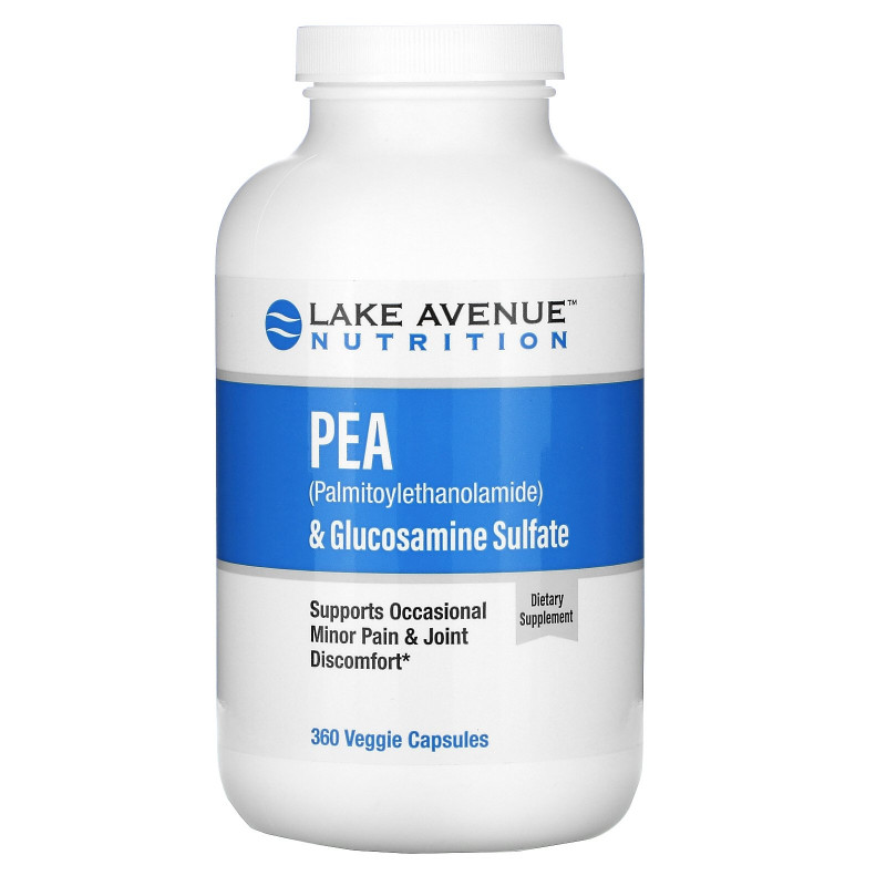 Lake Avenue Nutrition, PEA (Palmitoylethanolamide) + Glucosamine Sulfate, 600 mg + 1,200 mg Per Serving, 360 Veggie Capsules