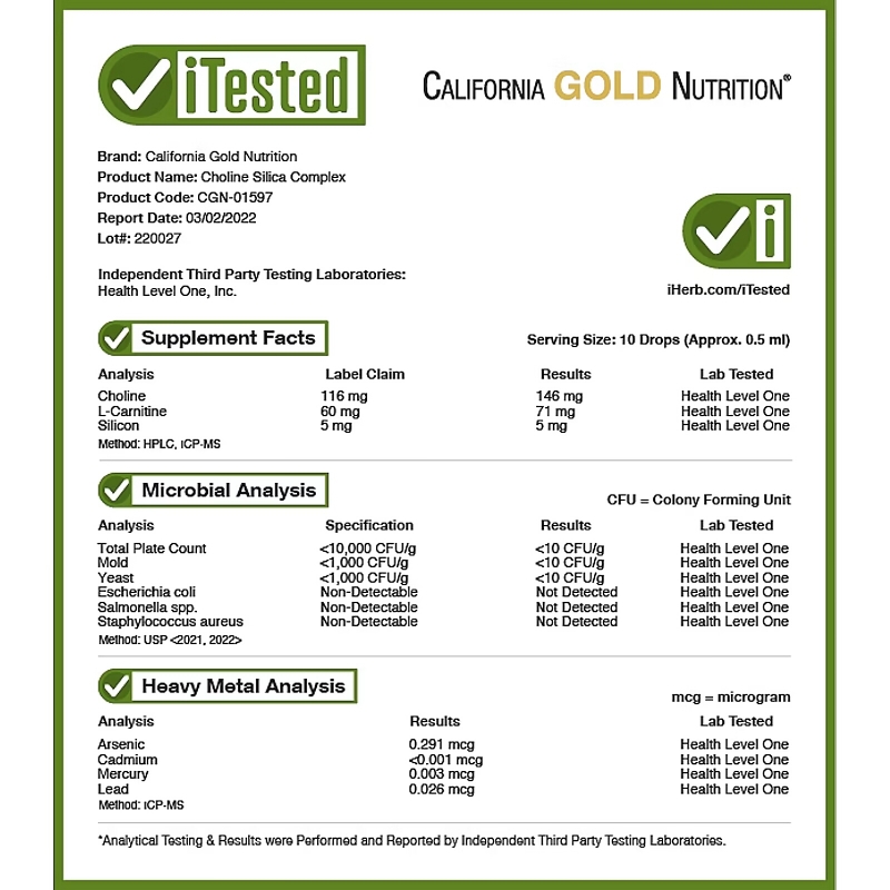 California Gold Nutrition, Комплекс с холином и кремнеземом, биодоступная коллагеновая поддержка, 1 жидкая унция (30 мл)