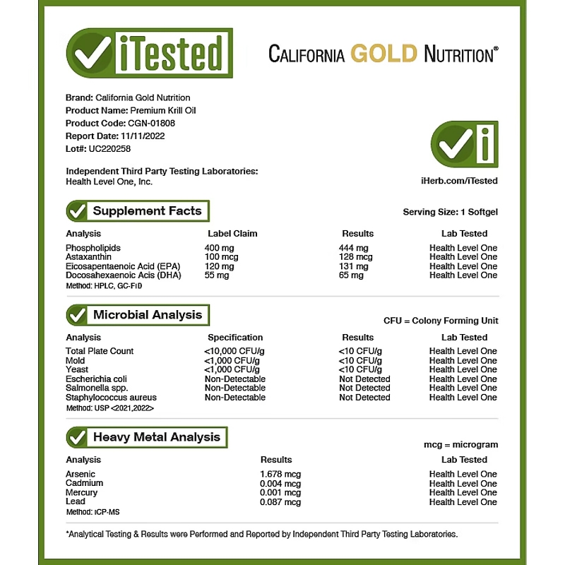 California Gold Nutrition, Масло криля премиум-класса с Superba2, 1000 мг, 60 мягких таблеток