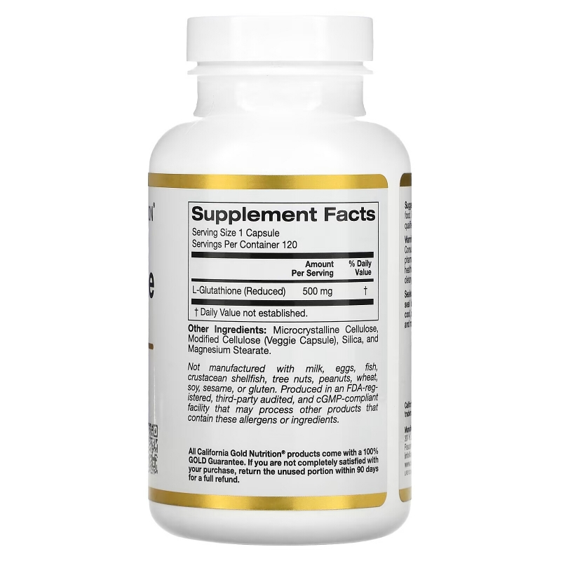 California Gold Nutrition, L-глутатион, восстановленный, 500 мг, 120 растительных капсул