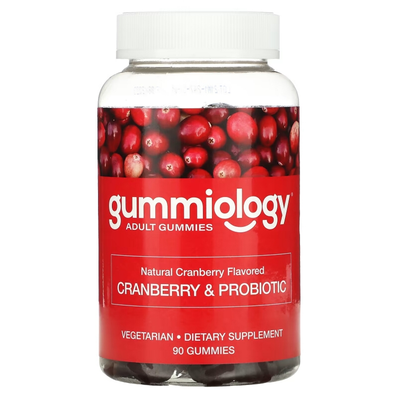 Gummiology, жевательные таблетки с клюквой и пробиотиком, со вкусом клюквы, 90 вегетарианских жевательных таблеток