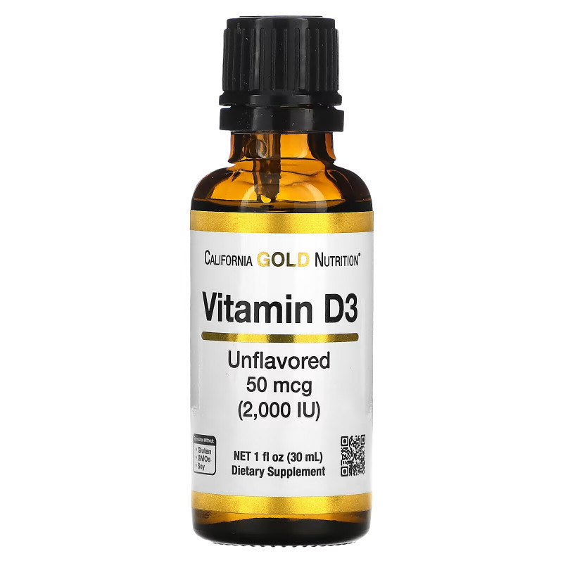 California Gold Nutrition, Vitamin D3 (Unflavored), 2,000 IU, 1 fl oz (30 ml)