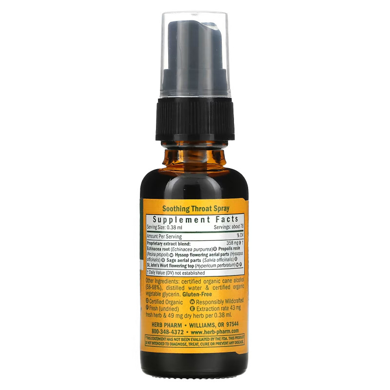 Herb Pharm, Soothing Throat Spray, 1 fl oz (30 ml)