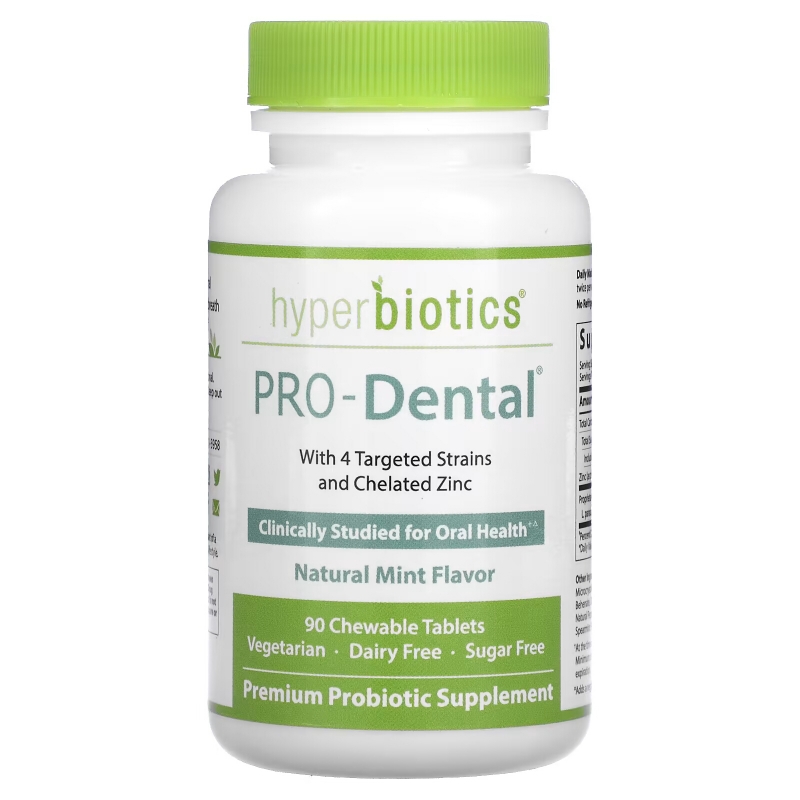 Hyperbiotics, PRO-Dental, натуральный мятный вкус, 90 жевательных таблеток