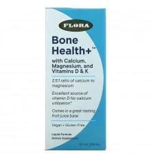 Flora, Bone Health+ with Calcium, Magnesium, and Vitamins D & K, Liquid, 8 fl oz (236 ml)