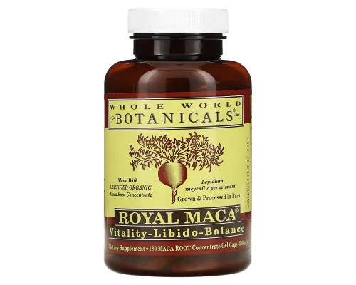 Whole World Botanicals Королевская мака 500 мг 180 гелевых капсул Whole World Botanicals Королевская мака 500 мг 180 гелевых капсул