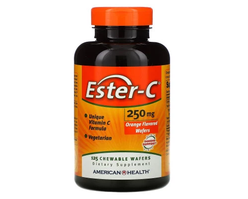American Health, Эстер С , со вкусом апельсина, 250 мг, 125 жевательных облаток American Health, Эстер С , со вкусом апельсина, 250 мг, 125 жевательных облаток