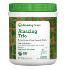 Amazing Grass Восхитительное трио зеленые побеги ячменя и пшеницы с люцерной 85 унции (240 г)