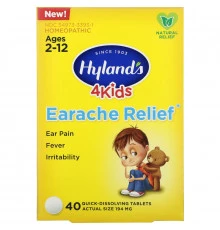 Hyland's, 4 Kids, Earache Relief, Ages 2-12, 40 Quick-Dissolving Tablets