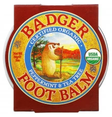 Badger Company Бальзам для ног с перечной мятой и чайным деревом, увлажняет и успокаивает кожу ног, 2 унции (56 г)