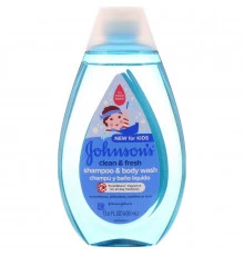 Johnson's, Для детей, серия Чистота и свежесть, шампунь и средство для купания, 400 мл