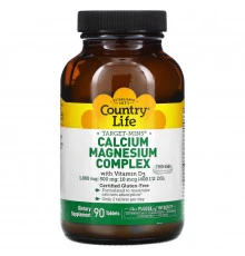Country Life, Кальцие-магниевый комплекс, с витамином D3, 90 таблеток