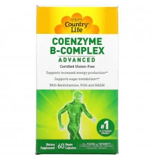 Country Life, Коферментный комплекс витаминов группы B, улучшенная формула, 60 растительных капсул