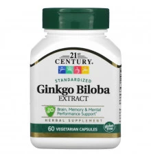 21st Century Health Care Ginkgo Biloba Extract Standardized 60 Veggie Caps