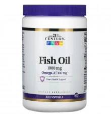 21st Century Health Care Fish Oil Omega-3 1000 mg 300 Softgels