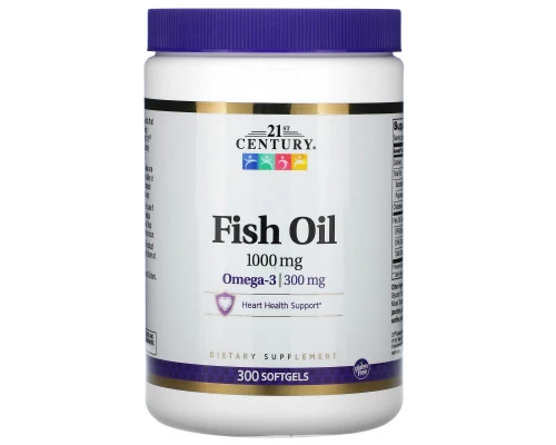21st Century Health Care Fish Oil Omega-3 1000 mg 300 Softgels 21st Century Health Care Fish Oil Omega-3 1000 mg 300 Softgels