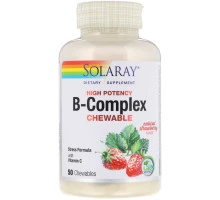 Solaray, High Potency B-Complex Chewable, Natural Strawberry Flavor, 50 Chewables