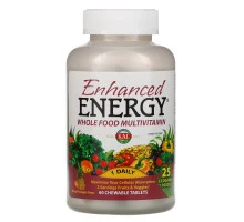 KAL, Enhanced Energy, Whole Food Multivitamin, Mango Pineapple Flavor, 60 Chewable Tablets
