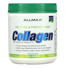ALLMAX Nutrition, Grass Fed & Pasture Raised Collagen with 10,000 mcg Biotin + 90 mg Vitamin C, 15.5 oz (440 g)
