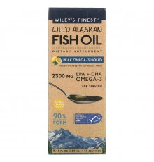 Wiley's Finest, Wild Alaskan Fish Oil, Peak Omega-3 Liquid, Natural Lemon Flavor, 2150 mg, 8.45 fl oz (250 ml)