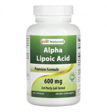 Антиоксиданты Best Naturals, Alpha Lipoic Acid, 600 mg, 120 Capsules