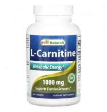 Аминокислоты Best Naturals, L-карнитин, 1000 мг, 120 таблеток