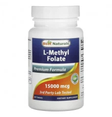 Витамины группы B Best Naturals, L-метилфолат, 15000 мкг, 60 таблеток