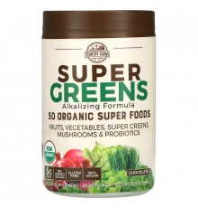 Country Farms, Super Greens, сертифицированная органическая формула из цельных продуктов, со вкусом шоколада, 10,6 унц. (300 г)