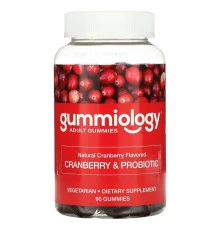 Gummiology, жевательные таблетки с клюквой и пробиотиком, со вкусом клюквы, 90 вегетарианских жевательных таблеток