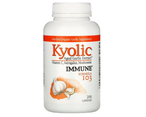 Kyolic, Выдержанный экстракт чеснока, иммунитет, формула 103, 200 капсул Kyolic, Выдержанный экстракт чеснока, иммунитет, формула 103, 200 капсул