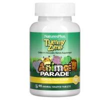 Nature's Plus, Source of Life, Animal Parade, детские жевательные конфеты Tummy Zyme, со вкусом природных тропических фруктов, 90 конфет