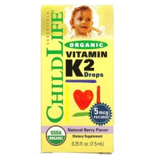 ChildLife, Органические капли витамина K2, натуральный ягодный вкус, 0,406 унций (12 мл)