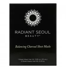 Radiant Seoul, Balancing Charcoal Beauty Sheet Masks, 5 Sheet Masks, 0.85 oz (25 ml) Each