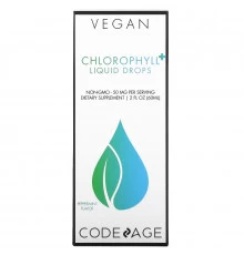 Codeage, Vegan Chlorophyll+ Liquid Drops, Non-GMO, Peppermint, 50 mg, 2 fl oz (60 ml)