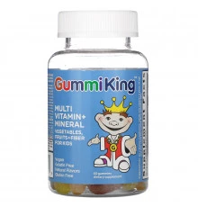 Gummi King Мультивитаминно-минеральная добавка с овощами фруктами и волокнами для детей 60 тянучек