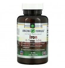 Amazing Nutrition, Iron As Ferrous Sulfate, 65 mg, 240 Tablets