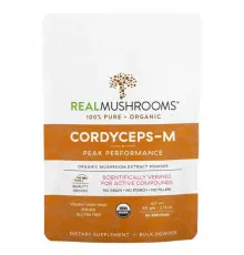 Грибы Real Mushrooms, Cordyceps-M, органический экстракт грибов в порошке, 60 г (2,12 унции)
