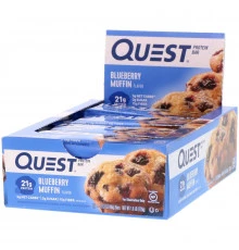 Quest Nutrition, QuestBar, Протеиновый Батончик, Черничный Маффин, 12 Батончиков, 2.1 унции (60 г) Каждый