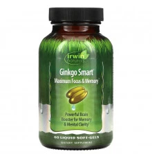 Irwin Naturals Ginkgo Smart максимальная концетрация  и память 60 жидких капсул