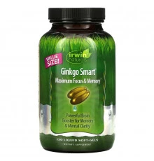 Irwin Naturals Экстракт гинго для памяти и внимания 120  гелевых капсул с жидким наполнителем